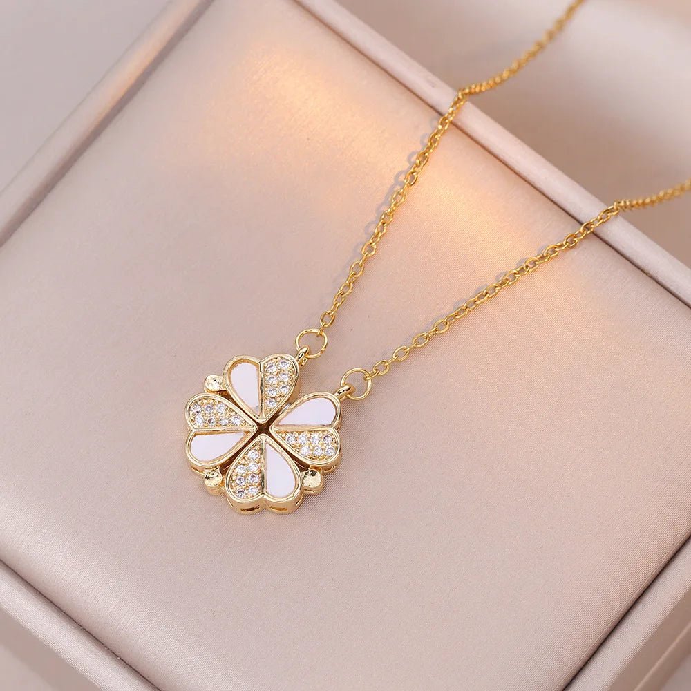Collar Trébol de Corazones Blanco/Brillante - Lucky Heart